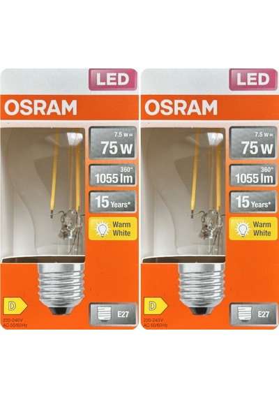 2 Adet Ledvance 7,5w Sarı Işık 2700k E27 Duylu Kalın Duy Filament Led Ampul