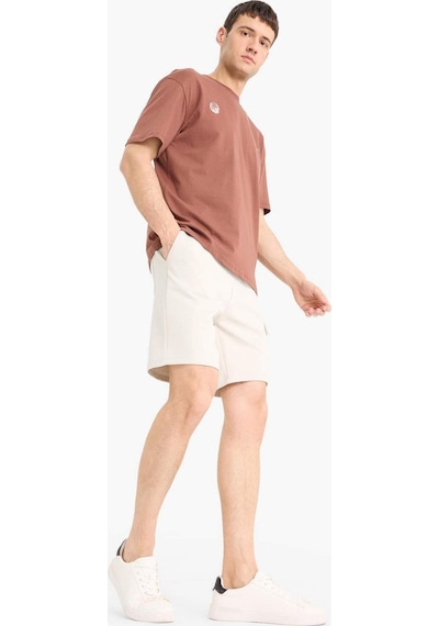 Defacto Regular Fit Dokulu Düz Paça Kargo Cepli Basic Düz Şort B8796AX24SM Bej