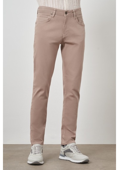 Morven Erkek Bej Pamuk 5 Cep Slim Fit Jean Kot Pantolon 25ms003036653 Bej