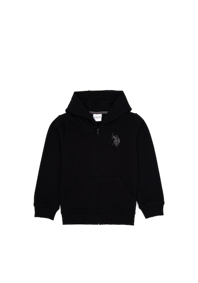 U.S. Polo Assn. Erkek Çocuk Siyah Fermuarlı Kapüşonlu Sweatshirt 50316706-VR046