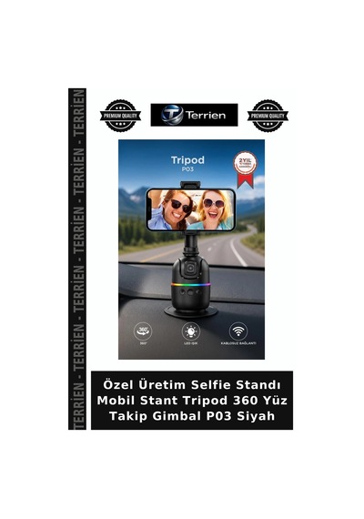 Özel Üretim Selfie Standı Mobil Stant Tripod 360 Yüz Takip Gimbal P03 Siyah