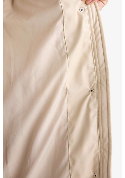 Defacto Su Geçirmez Relax Fit Kapüşonlu Suni Deri Parka F2884ax26sper170 Ekru-er170