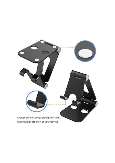 Tok Alüminyum Stand Çok İşlevli Döner Tablet Pc Akıllı Telefon Standı Mini Boy Masaüstü Stand Katlanabilir Cep Telefonu Evrensel Telefon Tutucu L9688 Siyah
