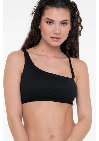 Calvin Klein One Shoulder Bralett Siyah Kadın Bikini Üstü