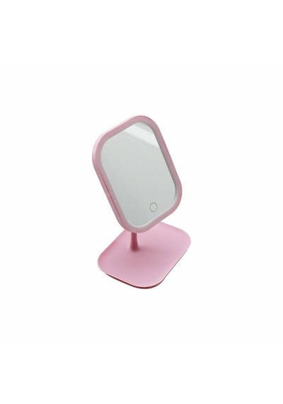 Ledli Usb Şarjlı Makyaj Aynası 18.5x14.7cm 360 Derece Renkli Plsatik Takılık Sepetli 13.5x18cm Ayak 17.5cm Çok Renkli