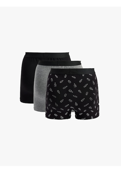 Koton Pamuklu Desenli 3'lü Boxer Seti Antrasit Desenli 6slm90019mk