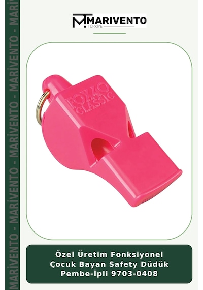 Özel Üretim Fonksiyonel Çocuk Bayan Safety Düdük Pembe-ipli 9703-0408