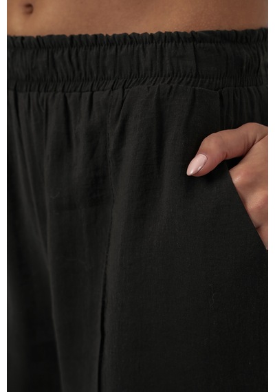 Bigdart Kadın Beli Lastikli Bol Paça Pantolon 30087 - Siyah