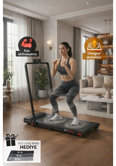 Voit Vibro Run Lite Titreşim Modlu Loop Bant Seti Hediyeli Katlanabilir Koşu Ve Yürüyüş Bandı 8 Km/h Brushless Motor