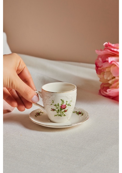 Karaca Vintage Rose Kahve Fincanı Ve Tabağı 100 Ml Çok Renkli