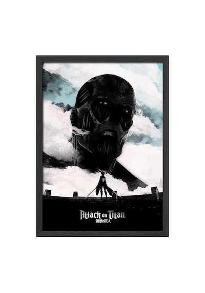 Attack On Titan Siyah Ahşap Çerçeveli Poster, Anime Duvar Tablosu