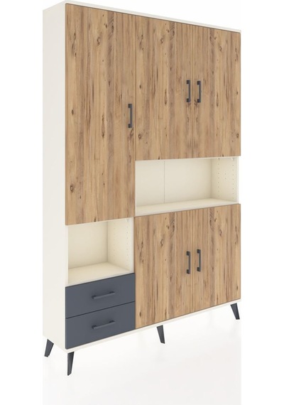 Arges Dolap 10 Raflı 2 Çekmeceli 5 Kapaklı 132x30x195 Aytaşı-çam/antrasit Atlas Çam/antrasıt