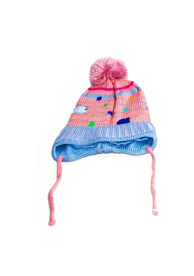 Bay Şapkacı Kız Bebek İpli Kürklü Pembe Şapka 7528 Beyaz - Pembe