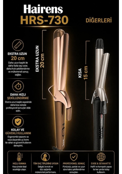 Hairens Hrs-730 Seramik Uzun Saç Maşası 32 Mm