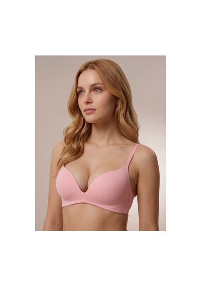 Donlaritta Kadın Dolgulu Balensiz Toparlayıcı Push Up Pamuklu Decolette Sütyen Pembe