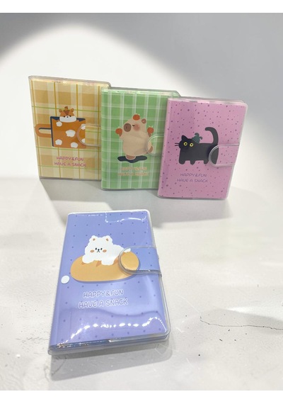 Happy & Fun Kedi A7 Not Defteri , Çıt Çıtlı Cep Defteri - Mavi