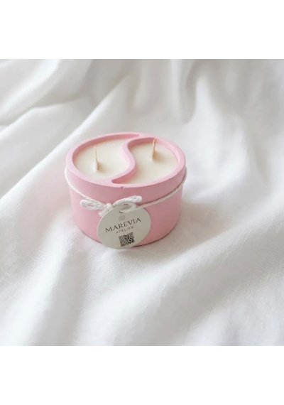 El Yapımı Dekoratif Mum Yin Yang Tasarım Pembe