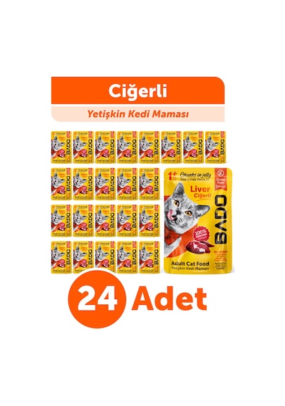 Bado Yetişkin Yaş Kedi Maması Ciğerli 85gr 24'lü