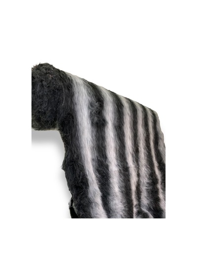 Zp Uzun Tüylü, Ithal Siyah Gri Kurt Desen Peluş Kumaş 100x150cm Siyah Gri Siyah Gri