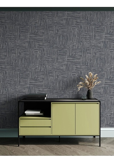 Adawall Muse Koleksiyonu- 25101-6 Antrasit Dokulu Silinebilir Nonwoven Vinil Duvar Kağıdı 1.06x15.6m - 16.5m² Siyah