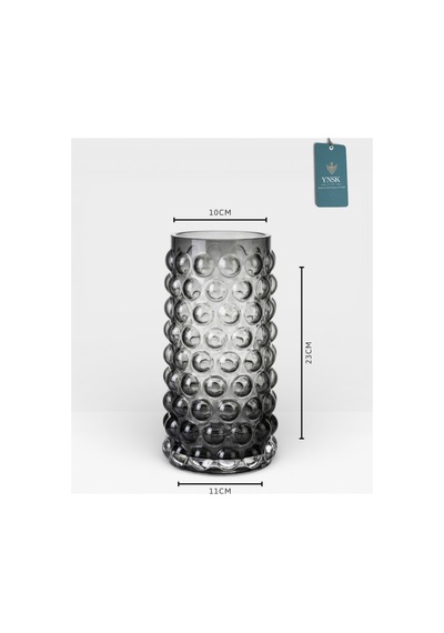 Chacha Home Luxury Bubble İthal Cam Vazo 23 Cm Gri