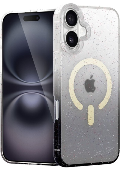 Newface Apple Uyumlu iPhone 16 Pummel Shiny Magsafe Kapak - Siyah Siyah