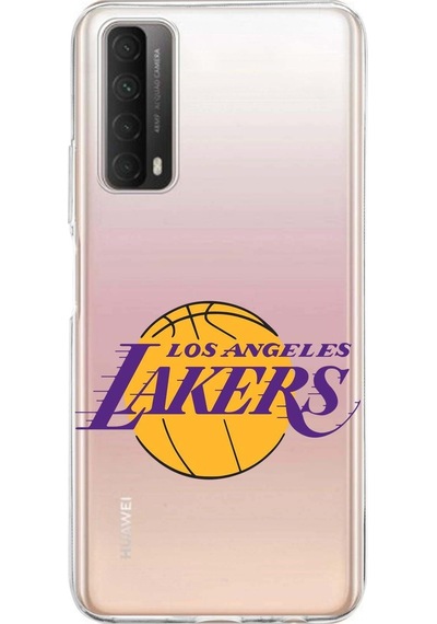 Huawei P Smart 2021 Uyumlu Kapak La Lakers Tasarımlı Şeffaf Silikon Kılıf Şeffaf