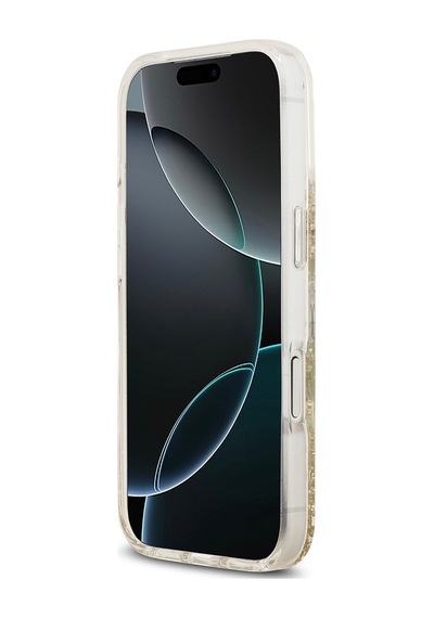 Apple Uyumlu iPhone 17 Pro  Kılıf Guess Lisanslı M-safe Şarj Özellikli Transparan Resin Bottom Kapak Gold Gold