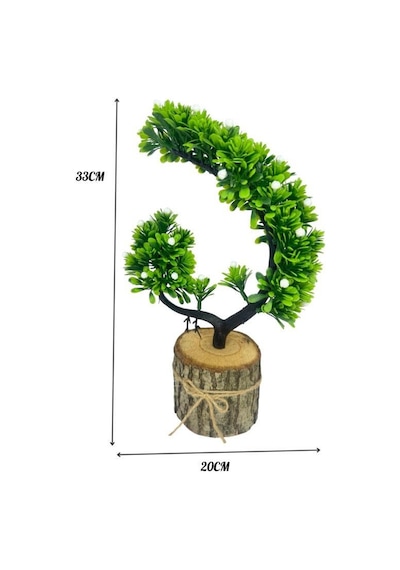 Yapay Çiçek Beyaz Çiçekli Bonsai Ağacı Dekoratif Kütük Saksıda Yapay Ağaç Bonzai Hilal Model