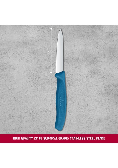 6.7602.c1 Swiss Classic 8cm Düz Soyma Bıçağı, Mavi