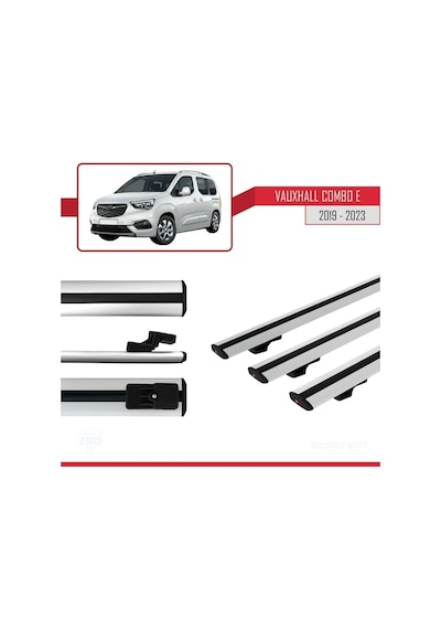 Vauxhall Combo E 2019-2023 Arası İle Uyumlu Basic Model Ara Atkı Tavan Barı Gri 3 Adet