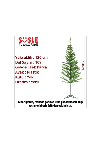 120 Cm Yılbaşı Çam Ağacı - 109 Dallı Ve Plastik Ayaklı