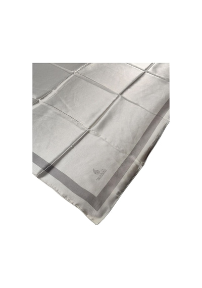 Mim Eşarp Mısırlı Eşarpları Bantlı Jan Jan Eşarp 100x100 Cm Ekru - Gri