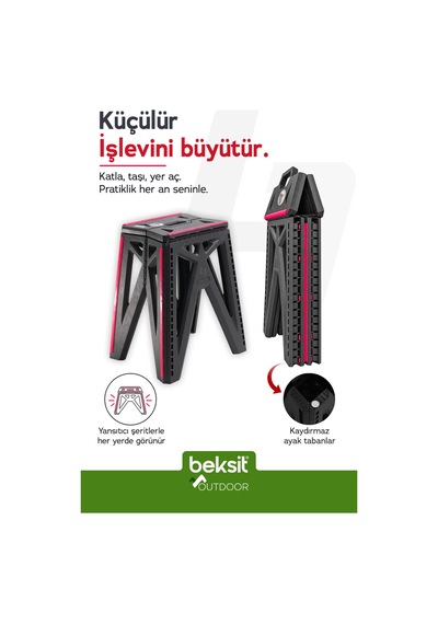 Outdoor Herkül L Katlanır Reflektörlü Tabure 2'li Antrasit Antrasit Antrasit