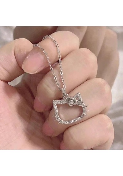 Kadın Kolye Hello Kitty Parlak 925 Ayar Gümüş Parlak Özel Kaplama Işıl Işıl Hediyelik Kadın / Genç K Çok Renkli