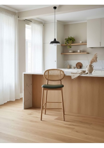 Oslo Hazeranlı Ahşap Bar Sandalyesi Natural