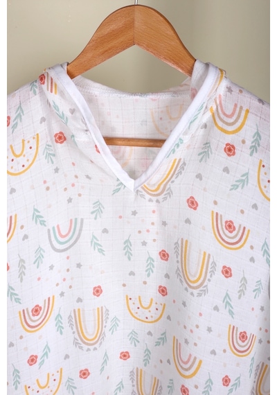 Luckka %100 Pamuk Bebek Çocuk Müslin Panço - Ztpanço 001