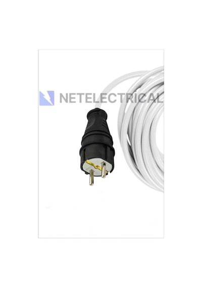 Kauçuk Tekli Topraklı Ara Uzatma Kablosu 7 Metre 3x2.5 Mm² Ttr Kalın Beyaz Kablolu 7 Metre