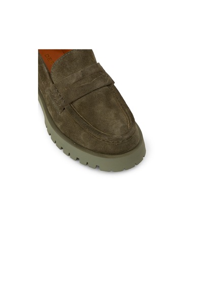 Deery Kadın Hakiki Süet Haki Loafer Ayakkabı - 02034zhakc02