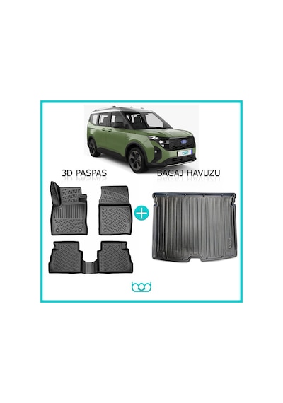Bod Ford Courier 3d Havuzlu Paspas Ve Bagaj Havuzu Seti 2024-sonrası