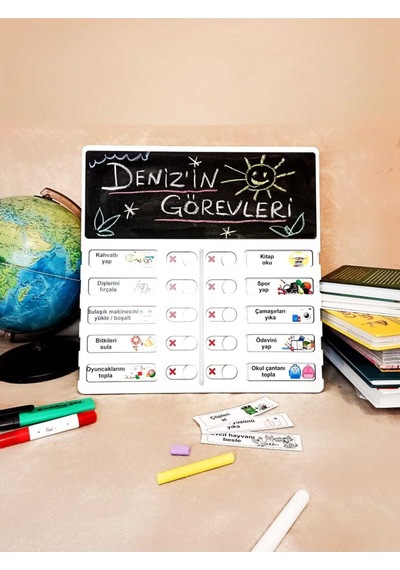 Çocuk Görev Tablosu Ahşap Eğitici Oyuncak - Montessori Günlük Rutin Çizelgesi