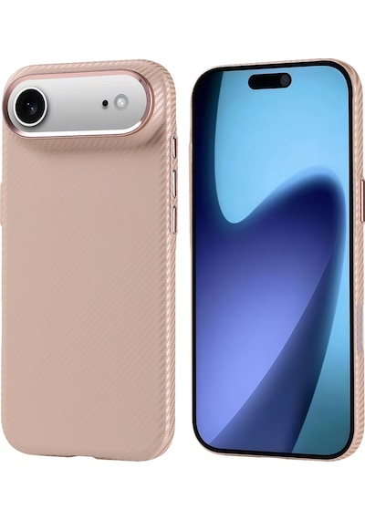 Techaks Apple Uyumlu iPhone 17 Air Kılıf M-safe Şarj Özellikli Karbon Fiber Görünümlü Tchs Nekst Kapak - Kırmızı Kırmızı