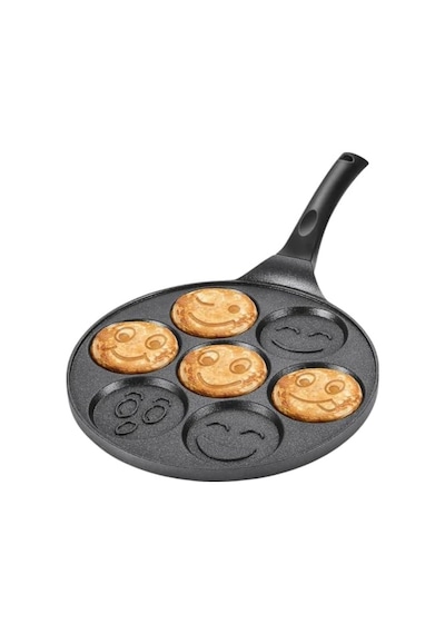 27 Cm Döküm Granit Emojili Pancake Tavası Yapışmaz Granit Kaplama Krep Ve Pancake Tavası Dayanıklı Ve Eşit Isı Dağılımlı Tava