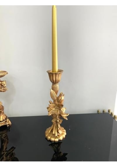 Şamdan Mumluk Çiçek Şamdan Polyester Gold Genel