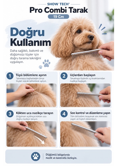 Showtech Pro Combi Köpek Tarağı 19 Cm