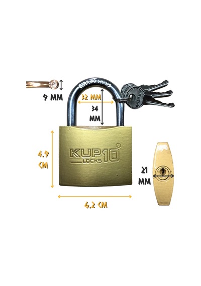 Kupa Asma Kilit Sarı 63 mm. - 3 Anahtarlı