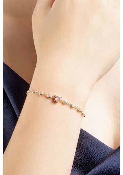 So Chic  Aşk Yolu 18 Ayar Sarı Altın Kaplama 18 Cm Gümüş Bileklik