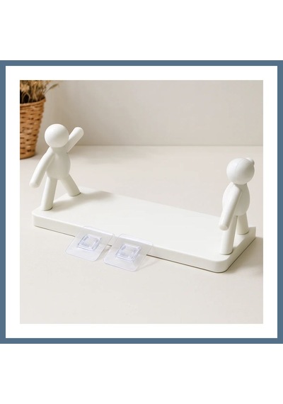 Buradabulabilirsin Tutacaklı Yapışkanlı Plastik Etejer Raf 13.5x33 Cm Beyaz Bbz