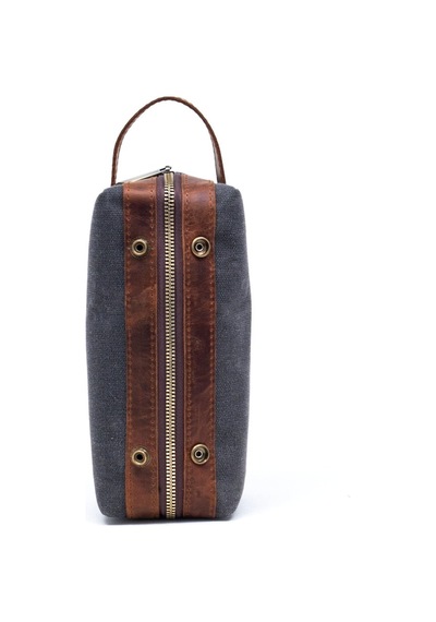 Gillario Design 06 Unisex Kanvas Kumaş+deri Siyah-taba Eskitme Dopp Kit