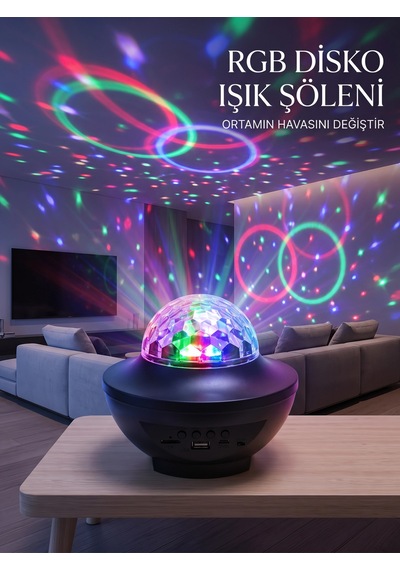Zenvia Rgb Bluetooth Disko Lambası Dahili Hoparlörlü Müzikli Parti Işığı Usb Ve Tf Kartlı Znv2026